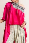 Nupur Kanoi_Fuchsia Off Shoulder Top With Peacock Print Pant_Online_at_Aza_Fashions
