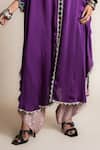 Nupur Kanoi_Purple Cape Satin Printed Cut Out Border Embellished With Pant _Online_at_Aza_Fashions