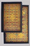 Buy_Karo_Multi Color Wood Printed Falak Rectangle Tray_at_Aza_Fashions