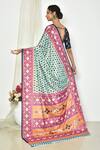 Shop_Nazaakat by Samara Singh_Multi Color Poly Crepe Geometric Ikat Digital Print Saree_at_Aza_Fashions