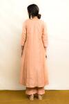 Shop_Mithi Supari_Peach Chanderi, Organza, Cotton Embroidery, Sequins Parijat Anarkali Pant Set _at_Aza_Fashions