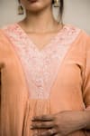 Shop_Mithi Supari_Peach Chanderi, Organza, Cotton Embroidery, Sequins Parijat Anarkali Pant Set _Online_at_Aza_Fashions
