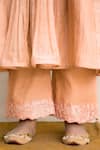 Mithi Supari_Peach Chanderi, Organza, Cotton Embroidery, Sequins Parijat Anarkali Pant Set _at_Aza_Fashions