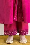 Buy_Mithi Supari_Wine Chanderi, Organza, Cotton Embroidery, Parijat Panelled Anarkali Pant Set 