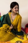 MITHI SUPARI_Yellow Mul Chanderi Hand Embroidered Zardosi V Neck Mogra Anarkali Set _at_Aza_Fashions