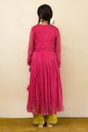 Shop_Mithi Supari_Pink Chanderi, Cotton Embroidery V-neck Palash V Angrakha Anarkali _at_Aza_Fashions