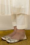 Buy_Mithi Supari_Ivory Chanderi Mirrors V-neck Meer Yoke Embroidered Tunic And Pant Set 