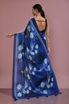 Shop_Adara Khan_Blue Floral And Haze Print Saree With Running Blouse_at_Aza_Fashions