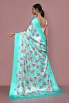 Shop_Adara Khan_Green Satin Carnation Petal Print Saree With Running Blouse_at_Aza_Fashions