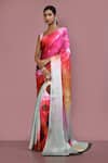 Buy_Nazaakat by Samara Singh_Multi Color Satin Crepe Printed Surreal Abstract Saree With Running Blouse_at_Aza_Fashions