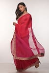 Buy_Soumodeep Dutta_Red Handloom Silk Block Printed Thread And Hand Embroidered Saree With Blouse _Online_at_Aza_Fashions