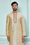 Buy_Samyukta Singhania_Cream Silk Embroidery Geometric Kurta And Churidar Set _Online_at_Aza_Fashions