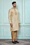 Buy_Samyukta Singhania_Cream Silk Embroidery Geometric Kurta And Churidar Set 