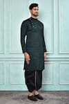 Aryavir Malhotra_Green Kurta Jacquard Embroidered Sequin Work And Black Dhoti Pant Set _at_Aza_Fashions