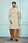 Buy_Aryavir Malhotra_Beige Kurta Jacquard Embroidered Sequin Work And Dhoti Pant Set _at_Aza_Fashions