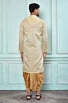 Shop_Aryavir Malhotra_Beige Kurta Jacquard Embroidered Sequin Work And Dhoti Pant Set _at_Aza_Fashions