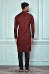 Shop_Aryavir Malhotra_Maroon Kurta Jacquard Embroidered Geometric Sequin Work And Black Churidar Set (For Kids)_at_Aza_Fashions