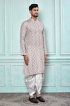 Aryavir Malhotra_Cream Cotton Printed Geometric Kurta And White Dhoti Pant Set _at_Aza_Fashions