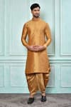 Buy_Aryavir Malhotra_Gold Dupion Art Silk Plain Solid Kurta And Dhoti Pant Set _at_Aza_Fashions