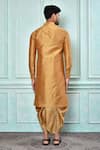 Shop_Aryavir Malhotra_Gold Dupion Art Silk Plain Solid Kurta And Dhoti Pant Set _at_Aza_Fashions