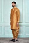 Buy_Aryavir Malhotra_Gold Dupion Art Silk Plain Solid Kurta And Dhoti Pant Set 