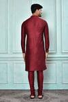 Shop_Arihant Rai Sinha_Maroon Cotton, Silk Solid Full Sleeve Kurta _at_Aza_Fashions