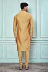 Shop_Aryavir Malhotra_Gold Cotton Art Silk Plain Straight Full Sleeve Kurta _at_Aza_Fashions