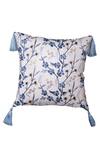 Shop_La Paloma_White Polyester Embroidered Floral Square Cushion Cover_at_Aza_Fashions