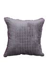 Buy_La Paloma_Grey Velvet Box Pattern Square Cushion Cover_at_Aza_Fashions