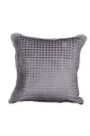 Buy_La Paloma_Grey Velvet Square Box Pattern Cushion Cover_at_Aza_Fashions