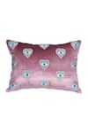 Buy_La Paloma_Pink Velvet Embroidery Cushion Cover_at_Aza_Fashions