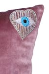 La Paloma_Pink Velvet Embroidery Cushion Cover_Online_at_Aza_Fashions