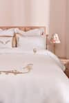 La Paloma_White 100% Cotton Embroidery Thread Duvet Cover Set_Online_at_Aza_Fashions