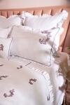 Shop_La Paloma_White 100% Cotton Embroidery Floral Duvet Cover Set_Online_at_Aza_Fashions