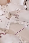 Buy_La Paloma_White 100% Cotton Embroidery Floral Duvet Cover Set