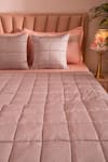 Buy_La Paloma_Purple 100% Tencel Checkered Pattern Bedspread Set_at_Aza_Fashions