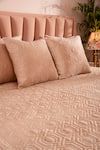 Shop_La Paloma_Peach Velvet Bedspread Set _at_Aza_Fashions