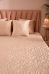 La Paloma_Peach Velvet Bedspread Set _Online_at_Aza_Fashions