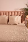 Buy_La Paloma_Peach Velvet Bedspread Set _Online_at_Aza_Fashions