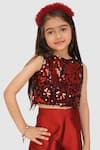 Shop_Jelly Jones_Maroon Top  Satin Embroidered Sequins And Pant Set 