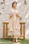 Buy_NAAZ BY NOOR_Beige Cotton Chanderi Embroidered And Embellished Thread & Heart Kurta Pant Set _at_Aza_Fashions