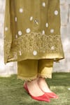 Buy_NAAZ BY NOOR_Green Cotton Chanderi Embroidered And Embellished Thread & Daisy Kurta Pant Set _Online