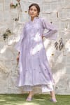 Buy_NAAZ BY NOOR_Purple Cotton Chanderi Embroidered And Embellished Thread Heart Kurta & Pant Set _at_Aza_Fashions