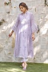 NAAZ BY NOOR_Purple Cotton Chanderi Embroidered And Embellished Thread Heart Kurta & Pant Set _Online_at_Aza_Fashions