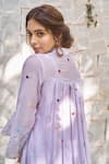 NAAZ BY NOOR_Purple Cotton Chanderi Embroidered And Embellished Thread Heart Kurta & Pant Set _Online