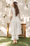 Shop_NAAZ BY NOOR_Off White Cotton Chanderi Embroidered And Embellished Thread Peplum Pant Set _at_Aza_Fashions