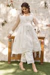 Shop_NAAZ BY NOOR_Off White Cotton Chanderi Embroidered And Embellished Thread Peplum Pant Set 