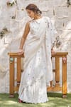 Naaz By Noor_White Cotton Chanderi Heart Thread Work Ruffle Saree And Blouse Set_at_Aza_Fashions