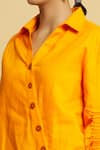 Shop_Style Junkiie_Yellow Poplin Solid Shirt Collar Slant Placket _Online_at_Aza_Fashions