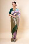 TaBa Kashi By Artika Shah_Purple Viscose Georgette Pattern Saree With Unstitched Blouse Fabric _Online_at_Aza_Fashions